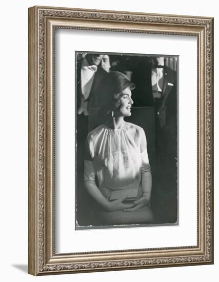 First Lady Jacqueline Kennedy Sitting Regally in Presidential During JFK's Inaugural Ball-Paul Schutzer-Framed Photographic Print