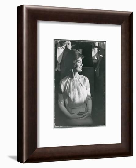 First Lady Jacqueline Kennedy Sitting Regally in Presidential During JFK's Inaugural Ball-Paul Schutzer-Framed Photographic Print