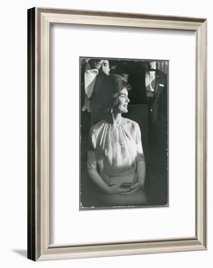 First Lady Jacqueline Kennedy Sitting Regally in Presidential During JFK's Inaugural Ball-Paul Schutzer-Framed Photographic Print