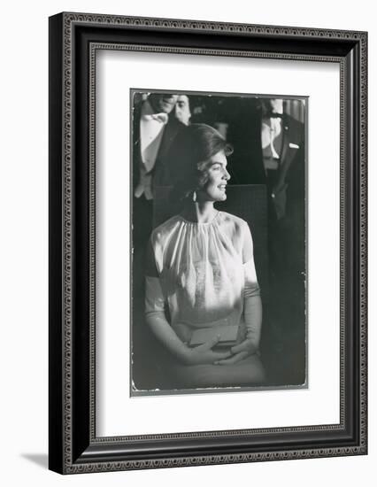 First Lady Jacqueline Kennedy Sitting Regally in Presidential During JFK's Inaugural Ball-Paul Schutzer-Framed Photographic Print