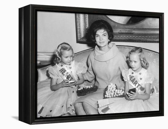 First Lady Jacqueline Kennedy with American Heart Association Heart Fund Twins-null-Framed Stretched Canvas