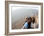 First Lady Michelle Obama and Daughters Sasha and Malia on the Great Wall of China-null-Framed Photo