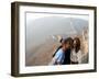First Lady Michelle Obama and Daughters Sasha and Malia on the Great Wall of China-null-Framed Photo