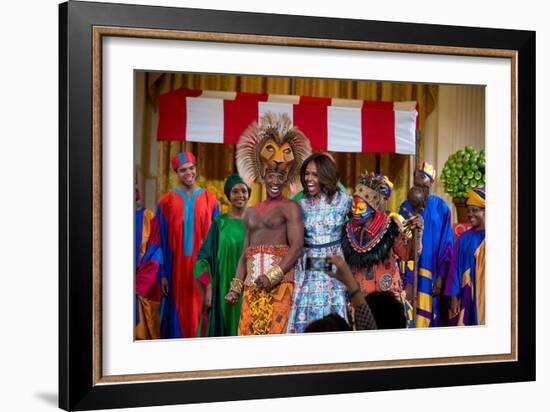 First Lady Michelle Obama Joins the Cast of Disney's the Lion King East Room of the White House-null-Framed Premium Photographic Print