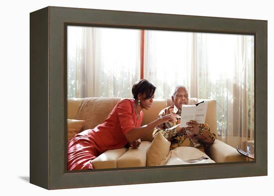 First Lady Michelle Obama Meets with Former President Nelson Mandela of South Africa-null-Framed Stretched Canvas