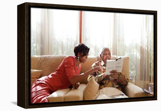 First Lady Michelle Obama Meets with Former President Nelson Mandela of South Africa-null-Framed Stretched Canvas