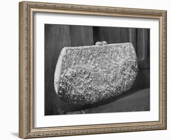 First Lady Mrs. Dwight D. Eisenhower's Inaugural Jeweled Purse Encrusted with 3,456 Pink Pearls-Nina Leen-Framed Photographic Print