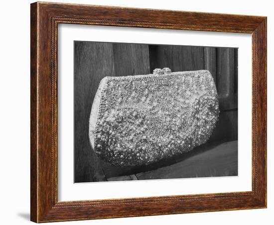 First Lady Mrs. Dwight D. Eisenhower's Inaugural Jeweled Purse Encrusted with 3,456 Pink Pearls-Nina Leen-Framed Photographic Print