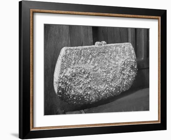 First Lady Mrs. Dwight D. Eisenhower's Inaugural Jeweled Purse Encrusted with 3,456 Pink Pearls-Nina Leen-Framed Photographic Print