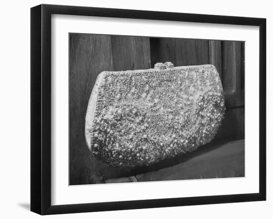 First Lady Mrs. Dwight D. Eisenhower's Inaugural Jeweled Purse Encrusted with 3,456 Pink Pearls-Nina Leen-Framed Photographic Print