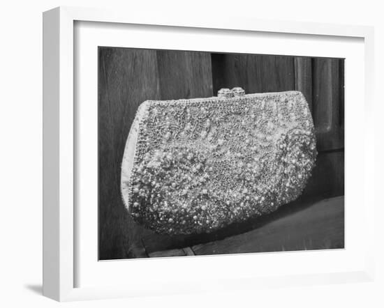 First Lady Mrs. Dwight D. Eisenhower's Inaugural Jeweled Purse Encrusted with 3,456 Pink Pearls-Nina Leen-Framed Photographic Print