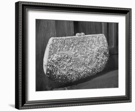 First Lady Mrs. Dwight D. Eisenhower's Inaugural Jeweled Purse Encrusted with 3,456 Pink Pearls-Nina Leen-Framed Photographic Print