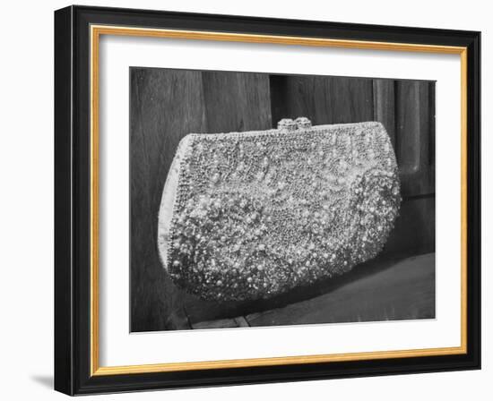 First Lady Mrs. Dwight D. Eisenhower's Inaugural Jeweled Purse Encrusted with 3,456 Pink Pearls-Nina Leen-Framed Photographic Print