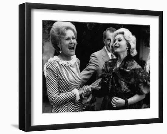 First Lady Patricia Nixon with Zsa Zsa Gabor, in California, 1972-null-Framed Photo