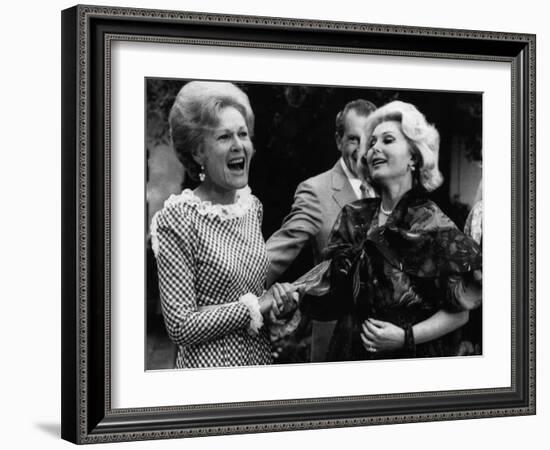 First Lady Patricia Nixon with Zsa Zsa Gabor, in California, 1972-null-Framed Photo