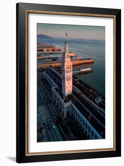 First Light Ferry Building San Francisco Bay Port Harbor Ships-Vincent James-Framed Photographic Print