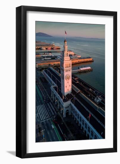 First Light Ferry Building San Francisco Bay Port Harbor Ships-Vincent James-Framed Photographic Print