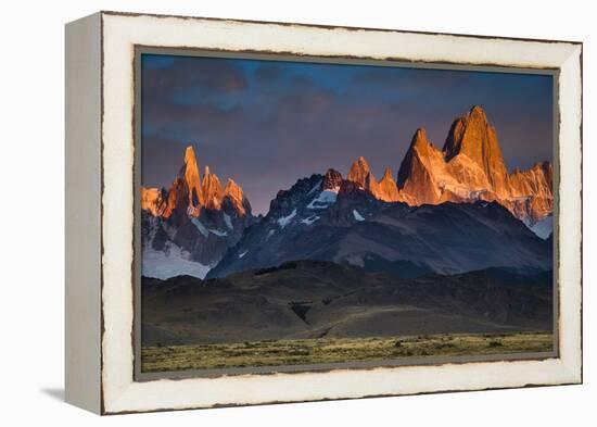 First Light Hits Cerro Torre And Mount Fitz Roy In Los Glacieres National Park, Argentina-Jay Goodrich-Framed Premier Image Canvas