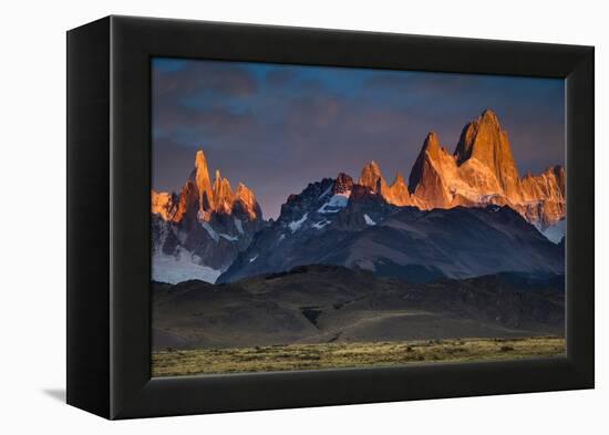 First Light Hits Cerro Torre And Mount Fitz Roy In Los Glacieres National Park, Argentina-Jay Goodrich-Framed Premier Image Canvas