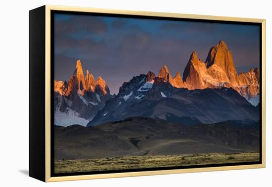 First Light Hits Cerro Torre And Mount Fitz Roy In Los Glacieres National Park, Argentina-Jay Goodrich-Framed Premier Image Canvas