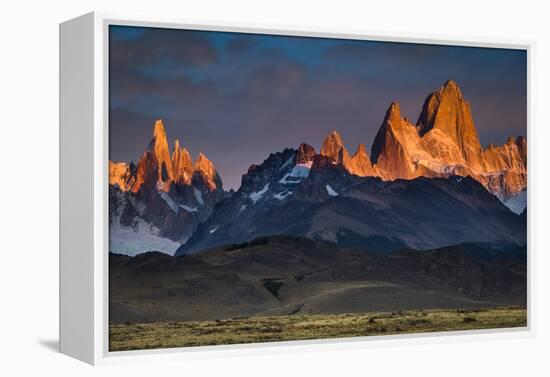 First Light Hits Cerro Torre And Mount Fitz Roy In Los Glacieres National Park, Argentina-Jay Goodrich-Framed Premier Image Canvas