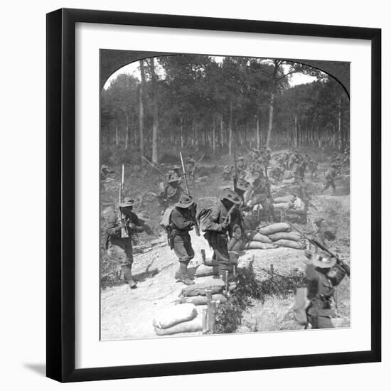 First Line Gurkhas Storming and Capturing a German Trench, World War I, 1914-1918-Crown-Framed Giclee Print