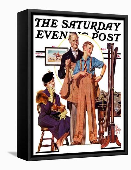 "First Long Suit," Saturday Evening Post Cover, September 18, 1937-Joseph Christian Leyendecker-Framed Premier Image Canvas