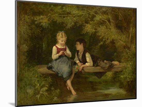 First Love, C.1872 (Oil on Canvas)-Timoleon Marie Lobrichon-Mounted Giclee Print