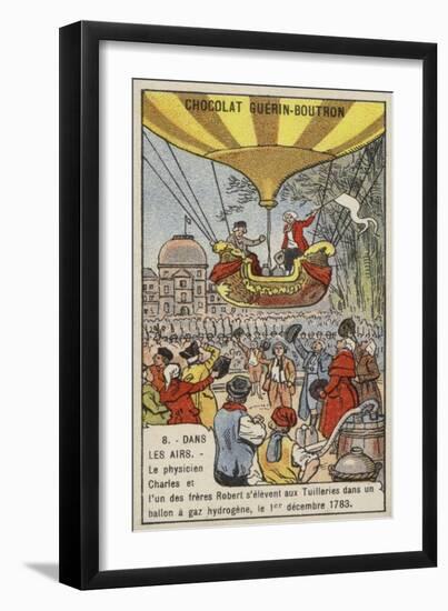 First Manned Flight in a Hydrogen Balloon, 1 December 1783-null-Framed Giclee Print