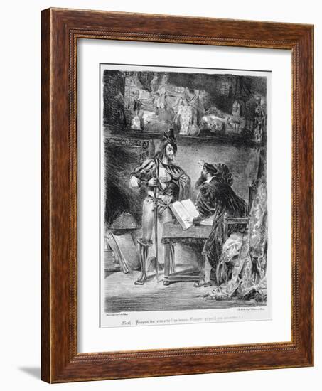 First Meeting Between Faust and Mephistopheles: 'Why All This Noise ', from Goethe's Faust, 1828-Eugene Delacroix-Framed Giclee Print