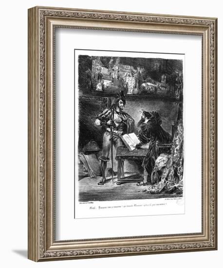 First Meeting Between Faust and Mephistopheles: `Why All This Noise?'-Eugene Delacroix-Framed Giclee Print