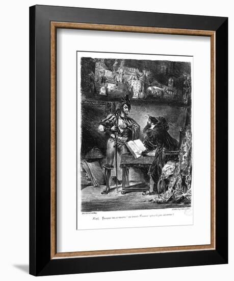 First Meeting Between Faust and Mephistopheles: `Why All This Noise?'-Eugene Delacroix-Framed Giclee Print