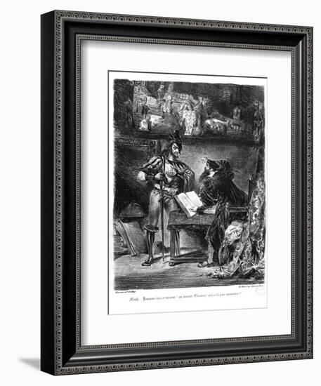 First Meeting Between Faust and Mephistopheles: `Why All This Noise?'-Eugene Delacroix-Framed Giclee Print