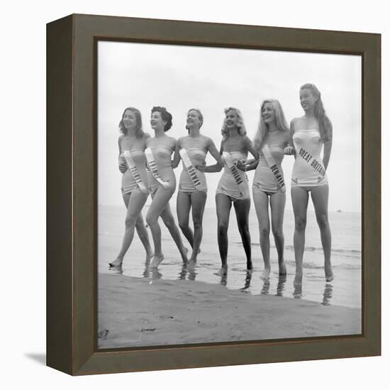 First Miss Universe Contest Contestants Wearing Bathing Suits, Long Beach, CA, 1952-George Silk-Framed Premier Image Canvas