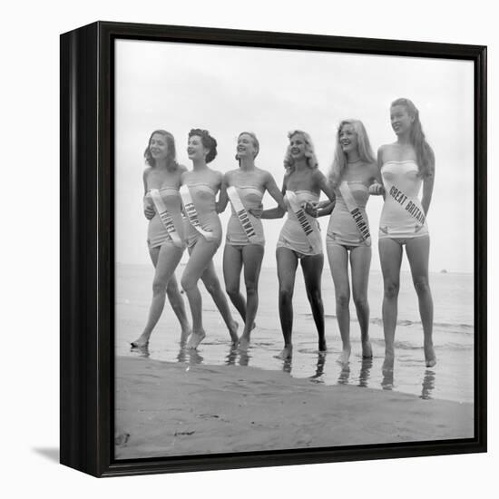 First Miss Universe Contest Contestants Wearing Bathing Suits, Long Beach, CA, 1952-George Silk-Framed Premier Image Canvas