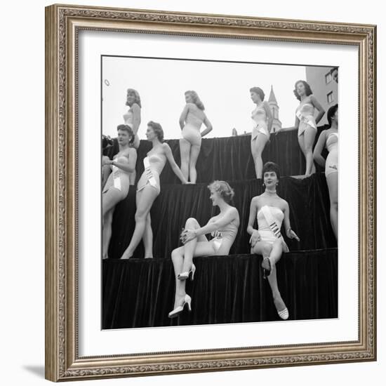 First Miss Universe Contest, Miss France and Miss Israel, Long Beach, California 1952-George Silk-Framed Photographic Print