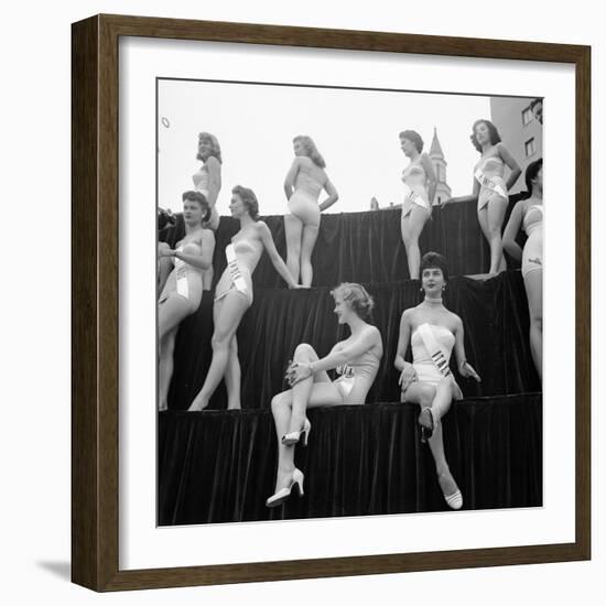 First Miss Universe Contest, Miss France and Miss Israel, Long Beach, California 1952-George Silk-Framed Photographic Print