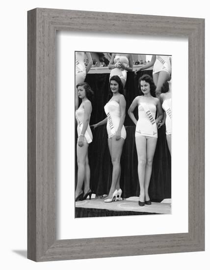 First Miss Universe Contest, Miss Venezuela and Miss Canada, Long Beach, CA, 1952-George Silk-Framed Photographic Print