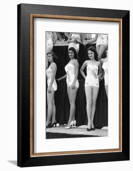First Miss Universe Contest, Miss Venezuela and Miss Canada, Long Beach, CA, 1952-George Silk-Framed Photographic Print