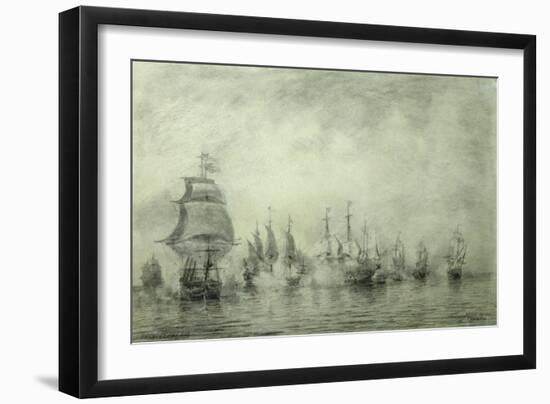First Naval Battle. Naum Senyavin, 1865-1866-Alexei Petrovich Bogolyubov-Framed Giclee Print