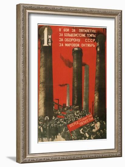 First of May. Join the Battle for the Five Year Plan, 1931-Gustav Klutsis-Framed Giclee Print