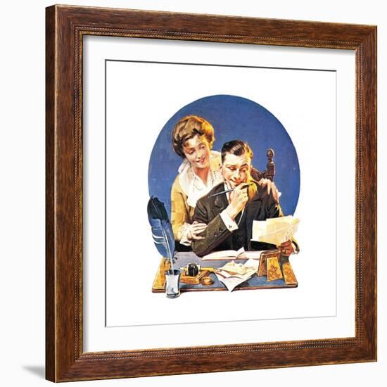 First of the Month (or Family Paying Bills)-Norman Rockwell-Framed Giclee Print