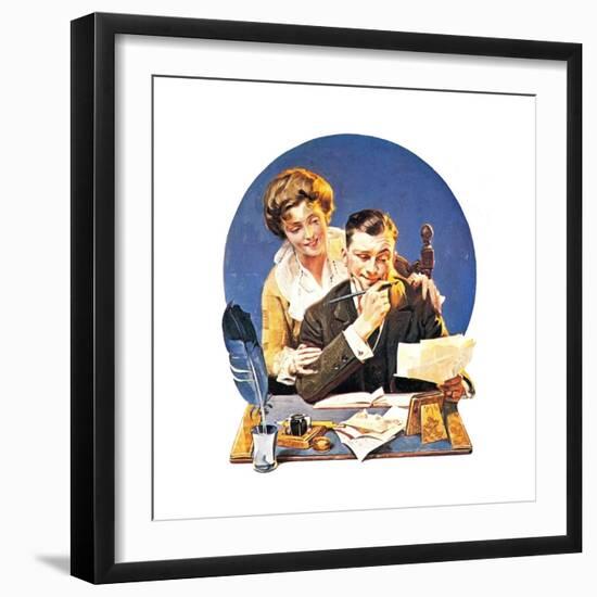 First of the Month (or Family Paying Bills)-Norman Rockwell-Framed Giclee Print