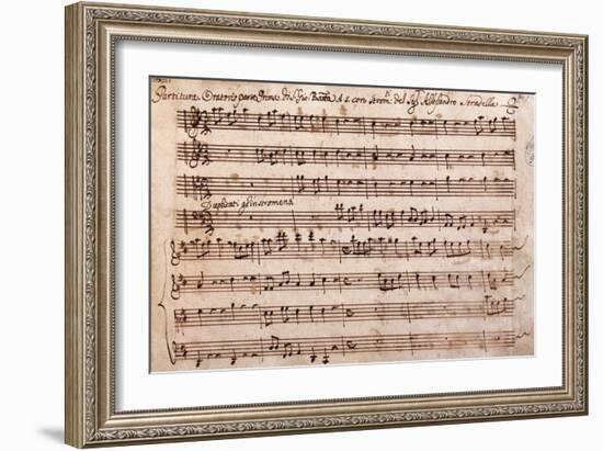 First Page of the Sheet Music of the Oratorio of Saint John the Baptist-Alessandro Stradella-Framed Giclee Print