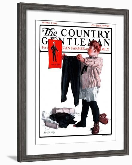 "First Pair of Long Pants," Country Gentleman Cover, October 6, 1923-Angus MacDonall-Framed Giclee Print