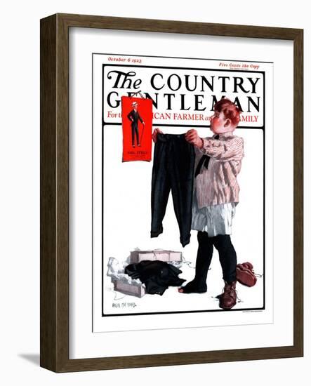 "First Pair of Long Pants," Country Gentleman Cover, October 6, 1923-Angus MacDonall-Framed Giclee Print