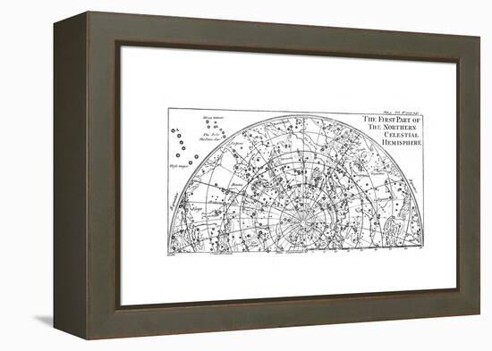 First Part of the Star Chart of the Northern Celestial Hemisphere Showing Constellations, 1747-null-Framed Premier Image Canvas