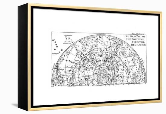First Part of the Star Chart of the Northern Celestial Hemisphere Showing Constellations, 1747-null-Framed Premier Image Canvas