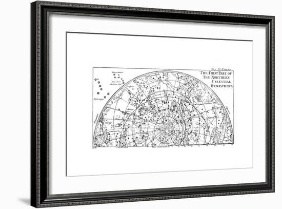 First Part of the Star Chart of the Northern Celestial Hemisphere Showing Constellations, 1747-null-Framed Giclee Print