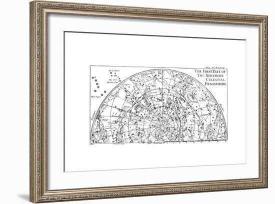 First Part of the Star Chart of the Northern Celestial Hemisphere Showing Constellations, 1747-null-Framed Giclee Print